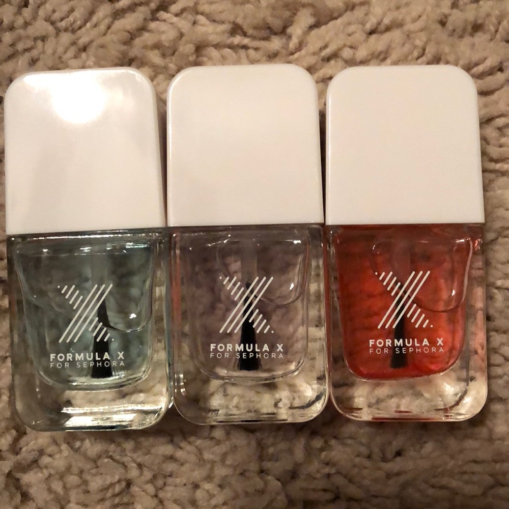 Nail cleaner, top and base coat.